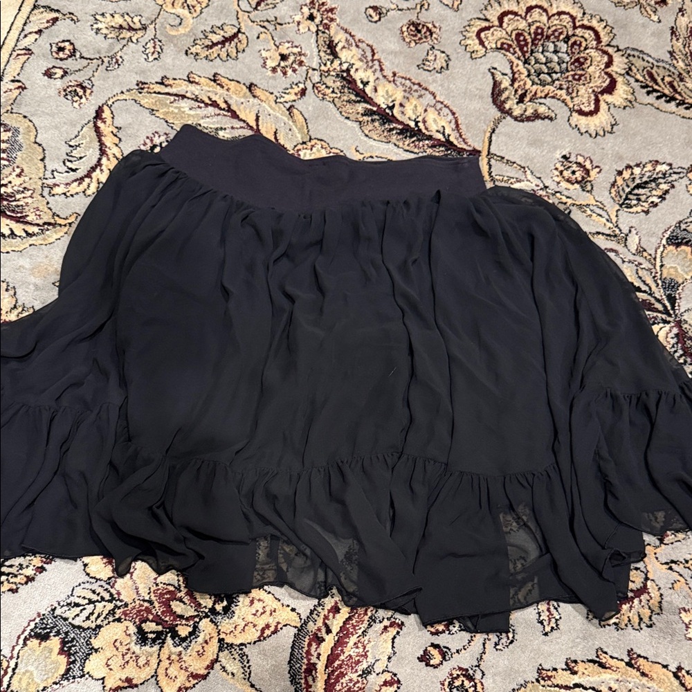 Free People Women's Black Chiffon Tiered Skirt